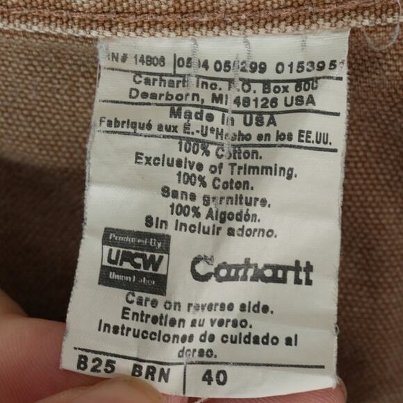 Vintage Carhartt Carpenter Shorts Mens 40x9 Brown Duck Canvas USA B25 BRN Union - Picture 5 of 9
